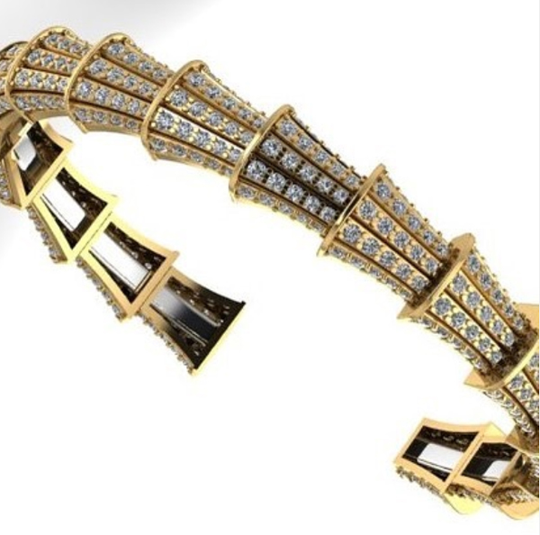 14K Yellow Gold Diamond Bangle